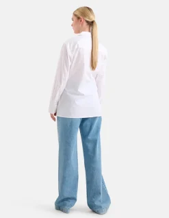 Poplin Overslag Blouse Wit