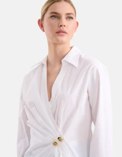 Poplin Overslag Blouse Wit