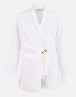 Poplin Overslag Blouse Wit