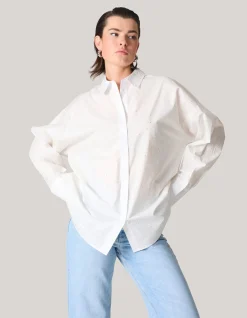 Poplin Strass Blouse Wit