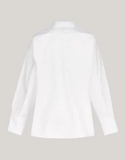 Poplin Strass Blouse Wit