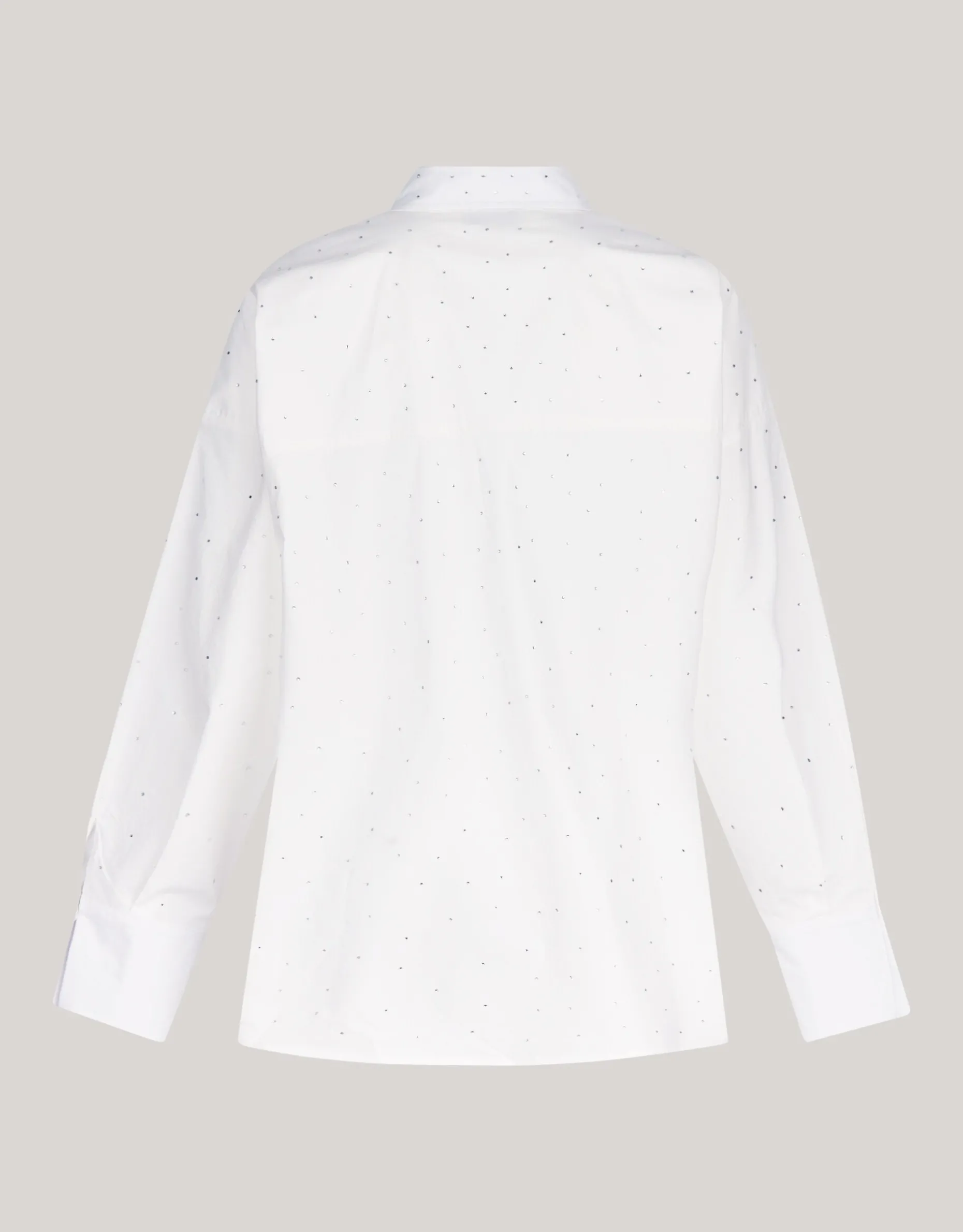 Poplin Strass Blouse Wit