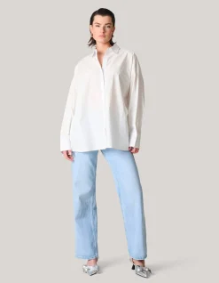 Poplin Strass Blouse Wit