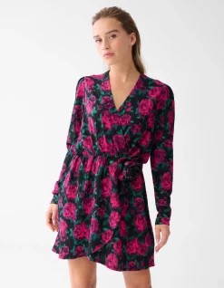 Printed Crinkle Jurk Zwart