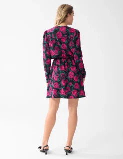 Printed Crinkle Jurk Zwart