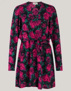 Printed Crinkle Jurk Zwart