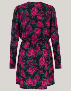 Printed Crinkle Jurk Zwart