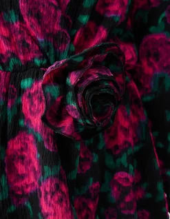 Printed Crinkle Jurk Zwart