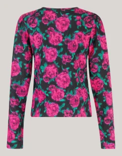 Printed Crinkle Top Zwart