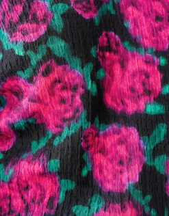 Printed Crinkle Top Zwart