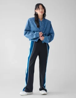 Printed Denim Bomber Donkerblauw