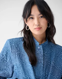 Printed Denim Bomber Donkerblauw