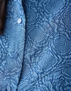 Printed Denim Bomber Donkerblauw