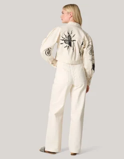 Printed Denim Jack Gebroken Wit