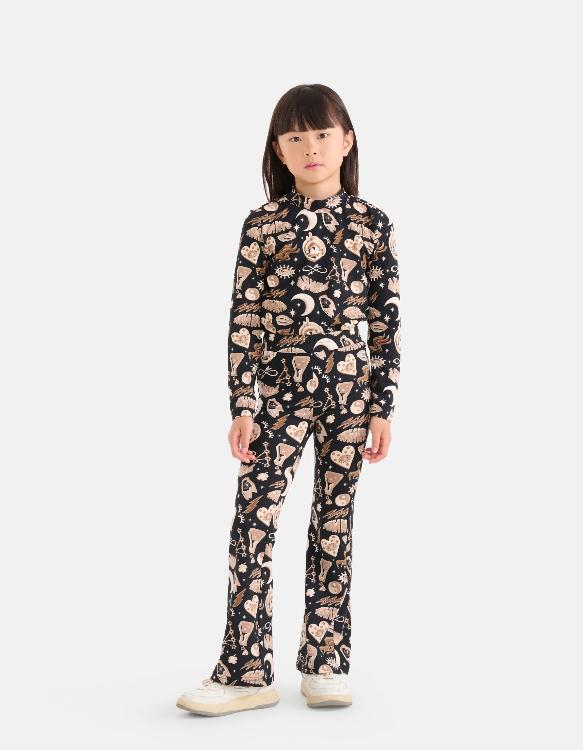 Printed Flared Broek Bruin