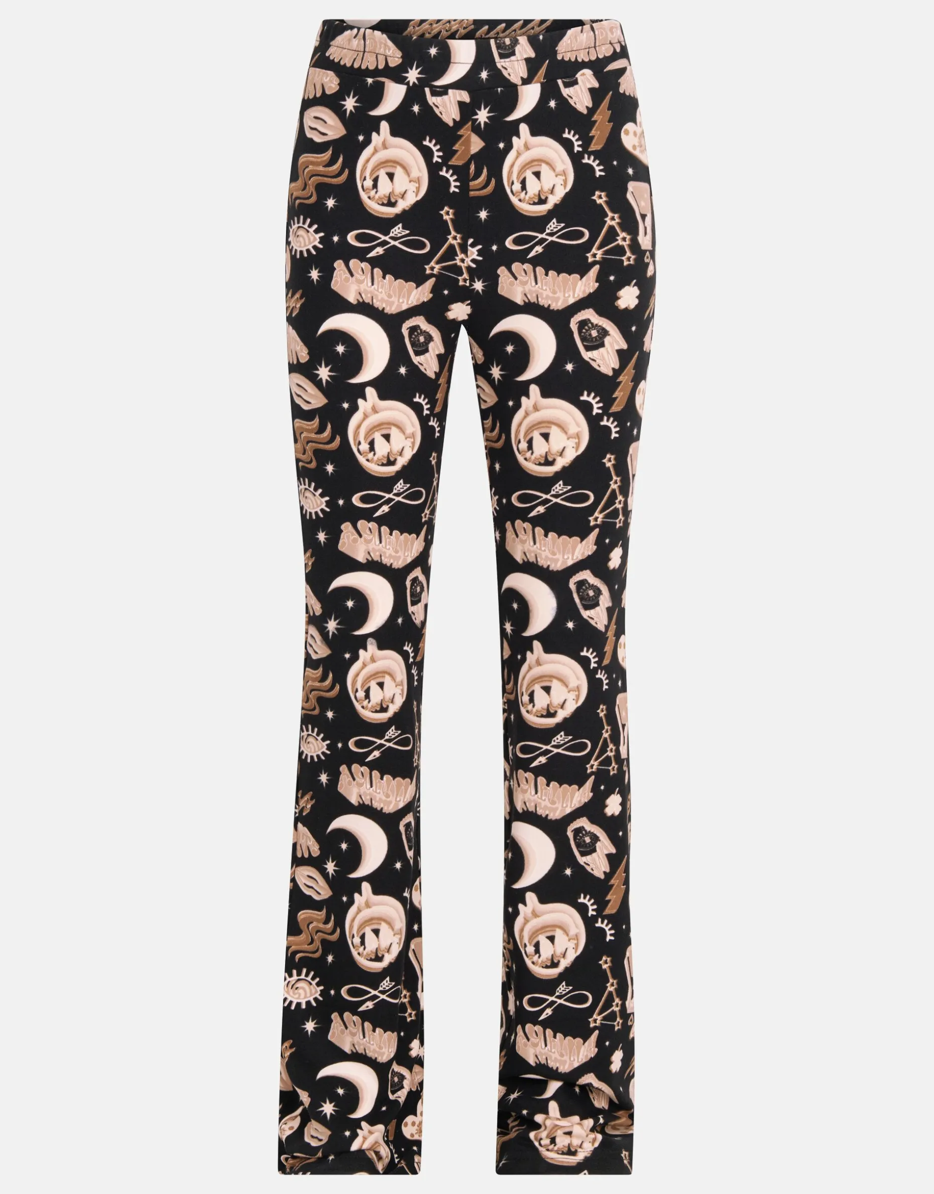 Printed Flared Broek Bruin