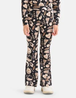 Printed Flared Broek Bruin