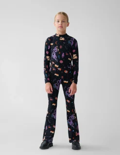 Printed Flared Legging Zwart