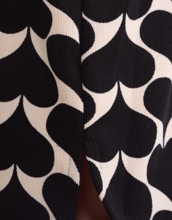 Printed Heart Split Flair Broek Zwart