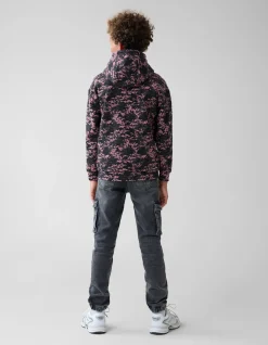 Printed Hoodie Donkerroze