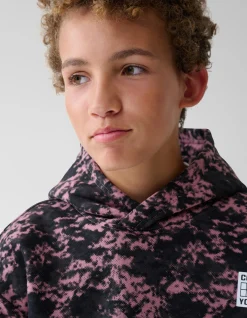 Printed Hoodie Donkerroze