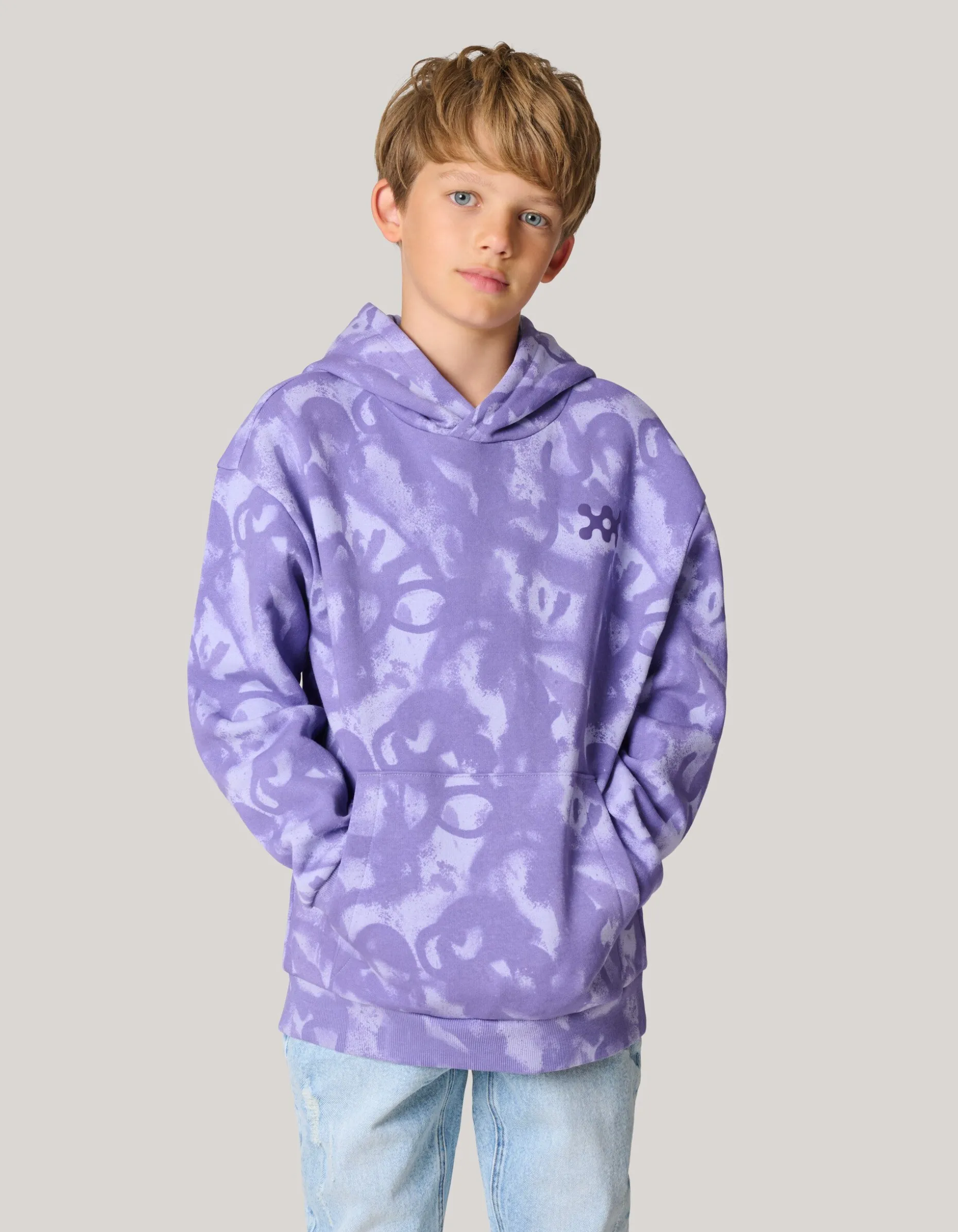 Printed Hoodie Paars