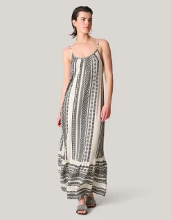 Printed Maxi Jurk Gebroken Wit/Zwart
