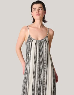 Printed Maxi Jurk Gebroken Wit/Zwart