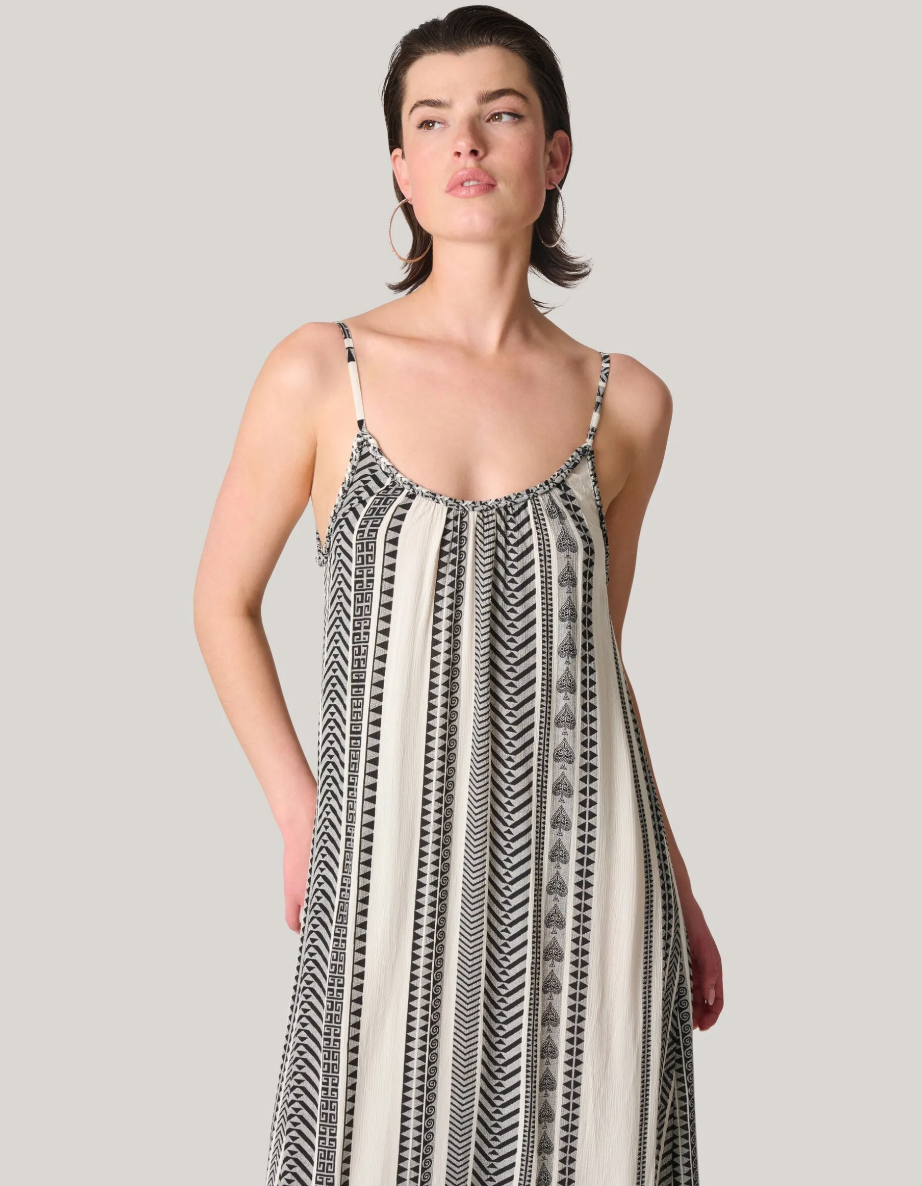 Printed Maxi Jurk Gebroken Wit/Zwart
