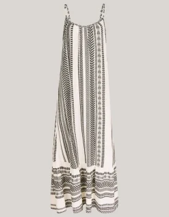 Printed Maxi Jurk Gebroken Wit/Zwart
