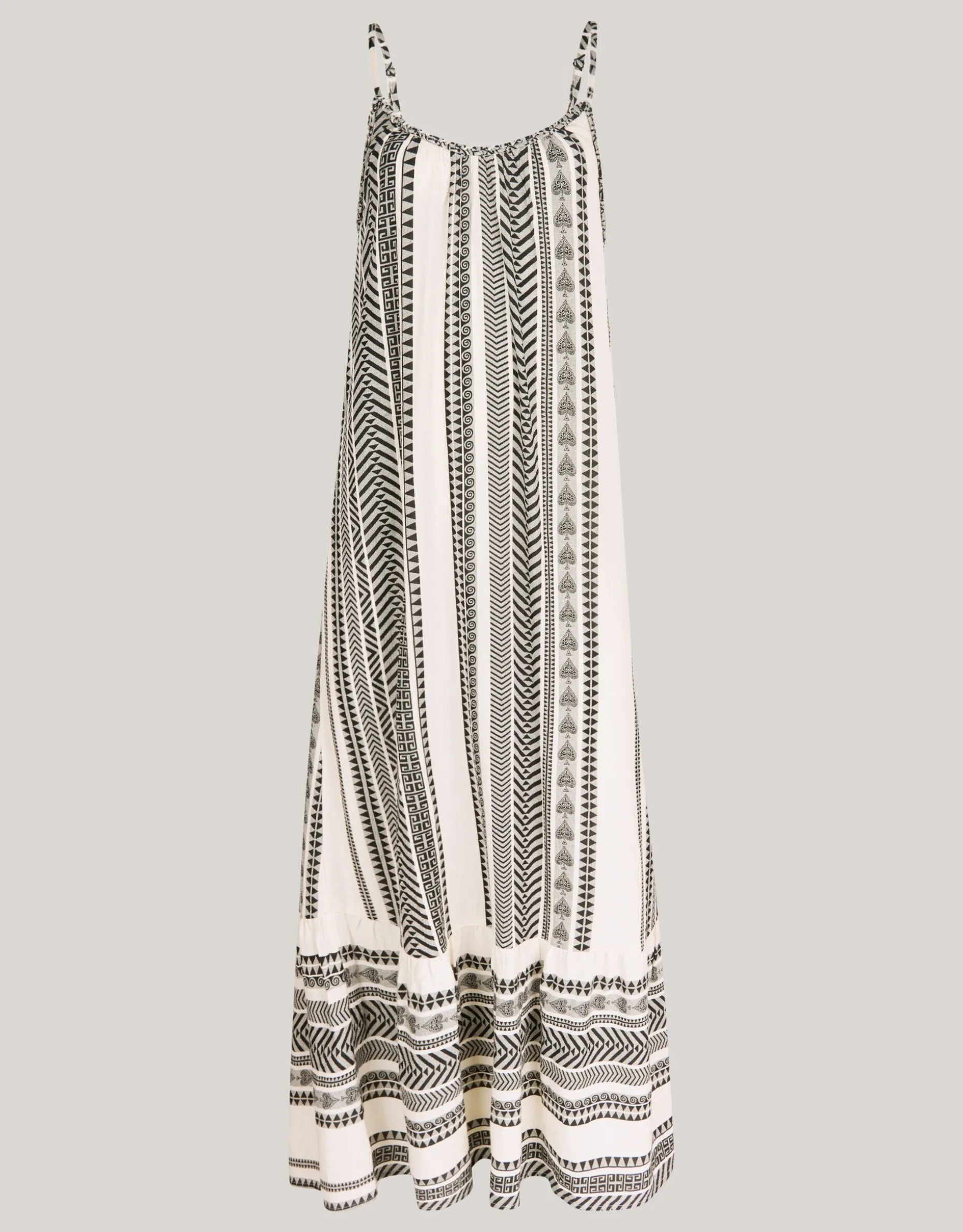 Printed Maxi Jurk Gebroken Wit/Zwart