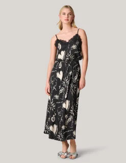 Printed Maxi Rok Zwart