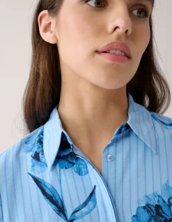 Printed Pinstripe Blouse Blauw By Mieke