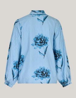 Printed Pinstripe Blouse Blauw By Mieke