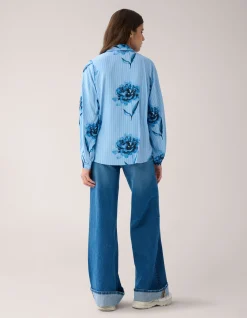 Printed Pinstripe Blouse Blauw By Mieke