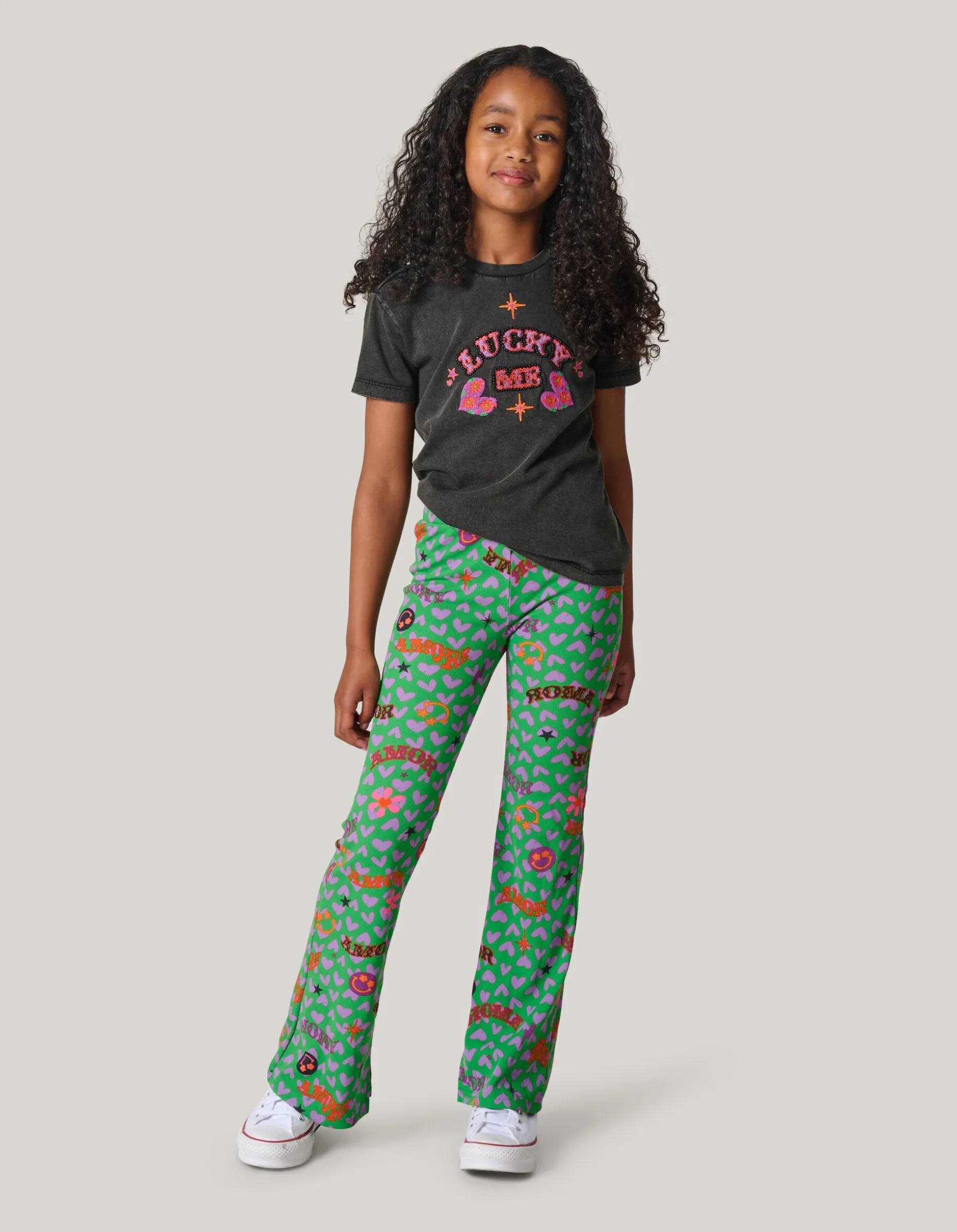 Printed Rib Flared Legging Groen