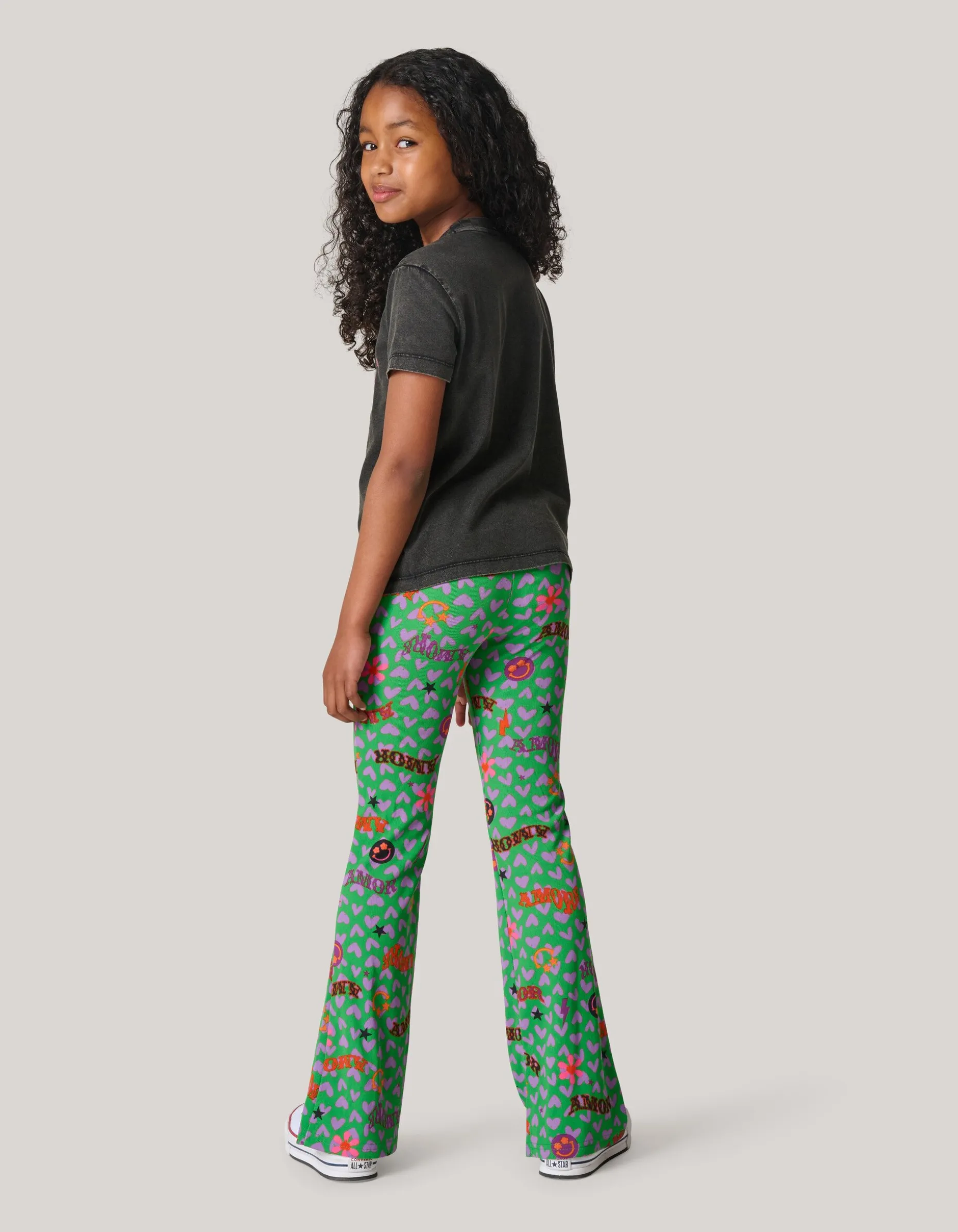 Printed Rib Flared Legging Groen