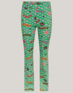 Printed Rib Flared Legging Groen