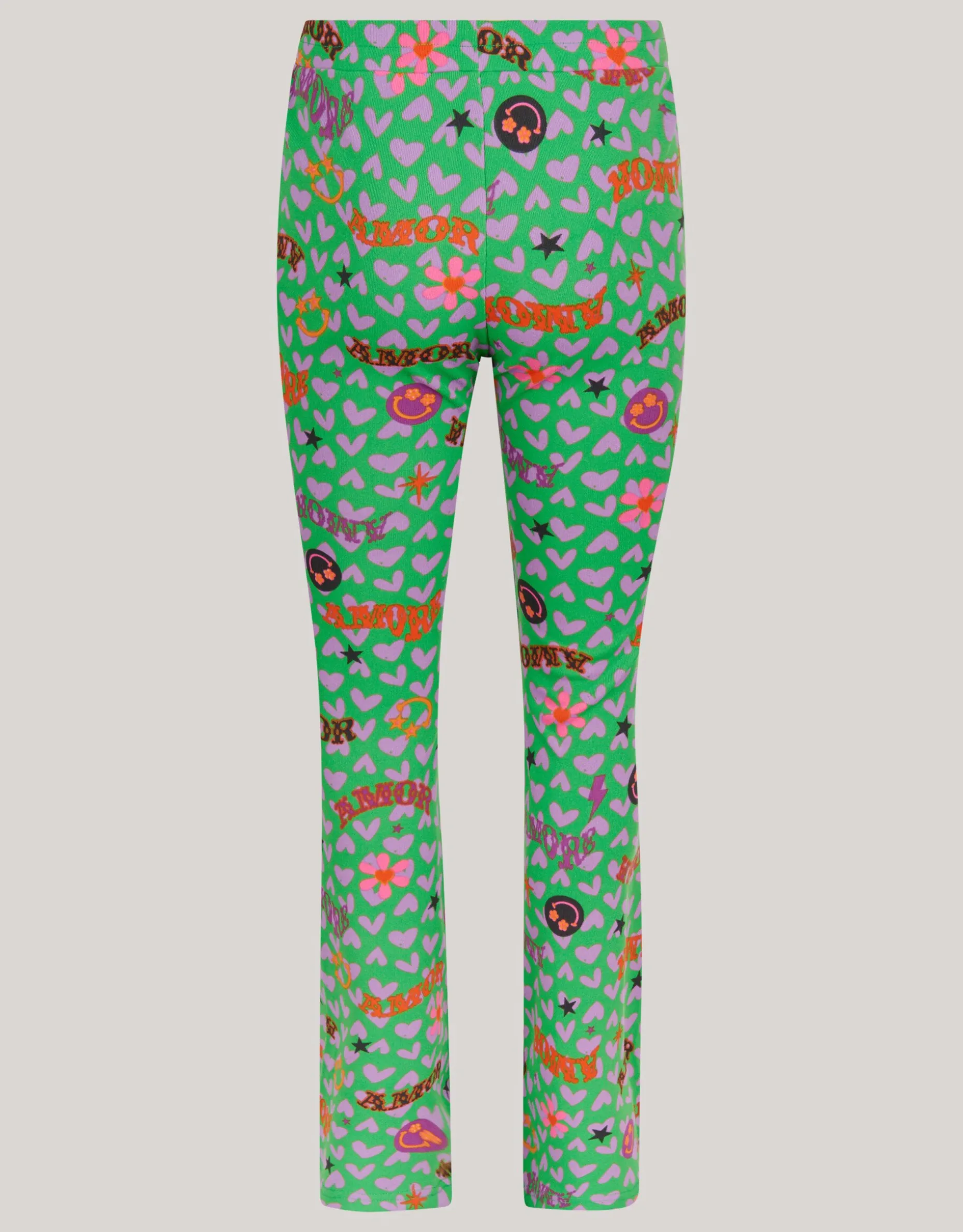 Printed Rib Flared Legging Groen