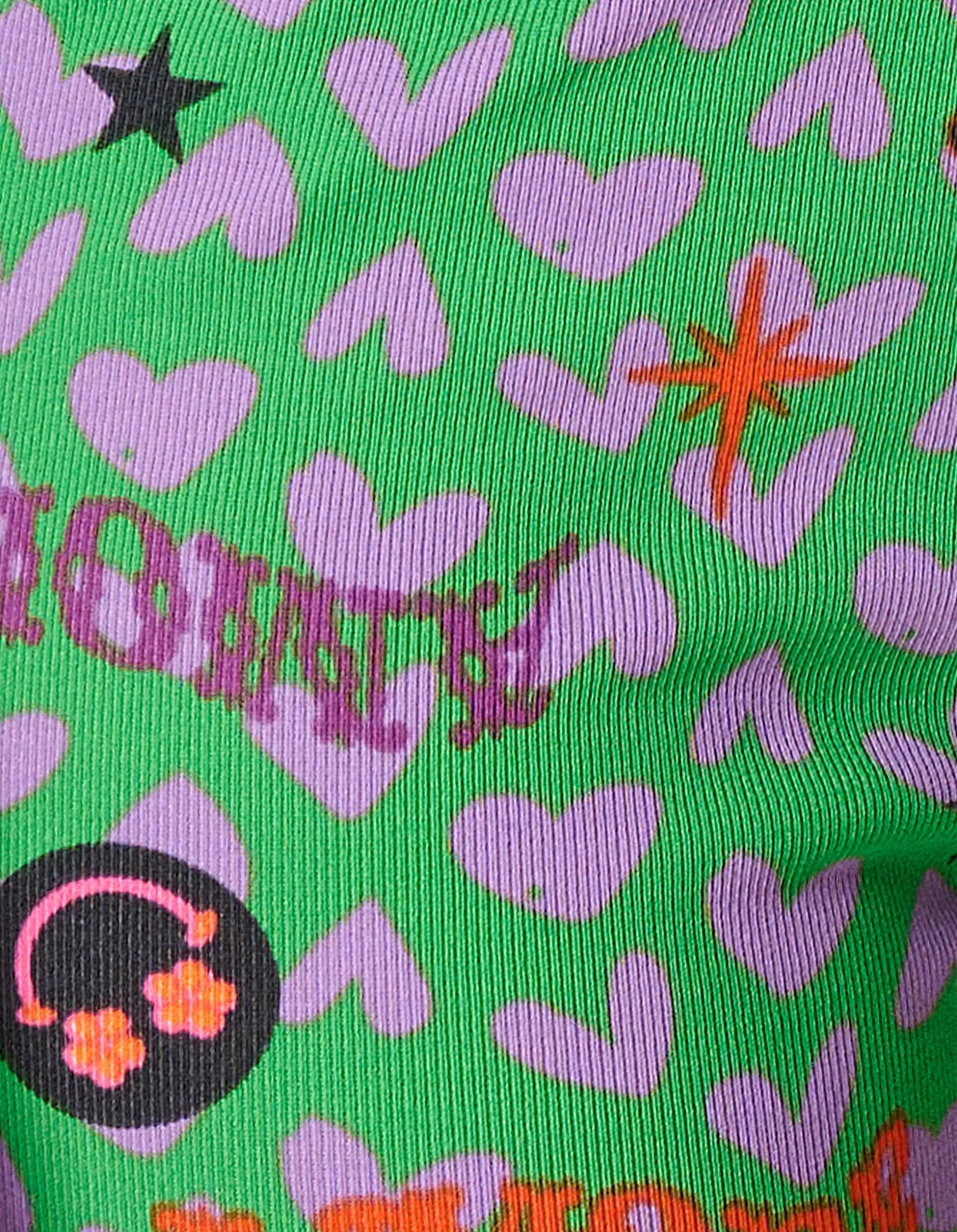 Printed Rib Flared Legging Groen