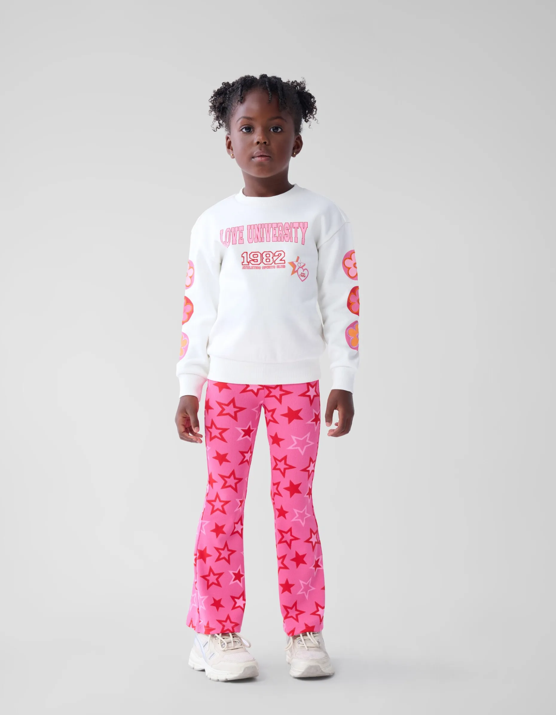 Printed Rib Flared Legging Roze