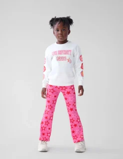Printed Rib Flared Legging Roze