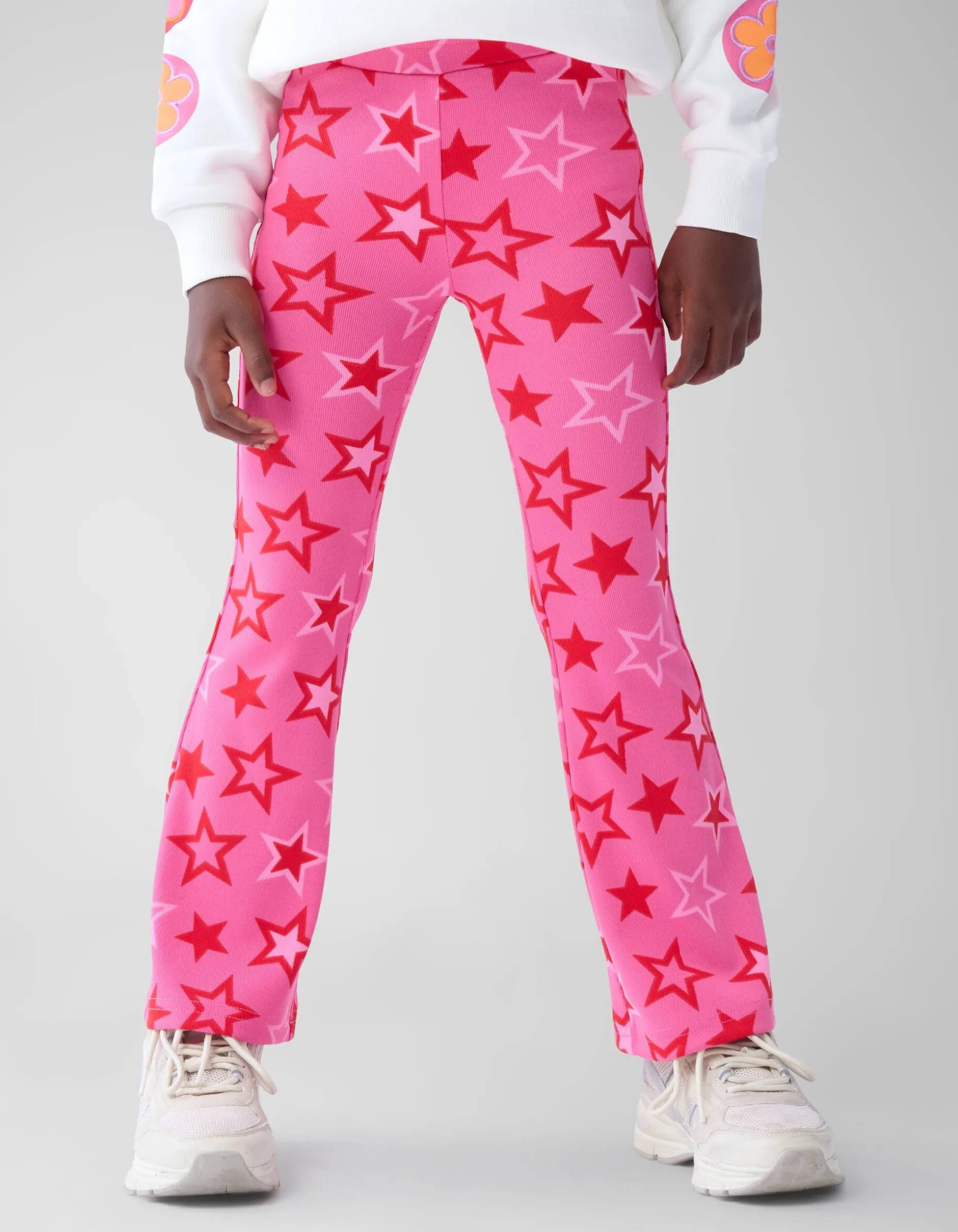 Printed Rib Flared Legging Roze