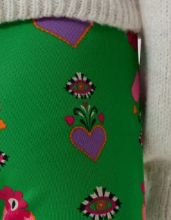 Printed Rib Flared Legging Groen By Lizzy