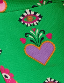 Printed Rib Flared Legging Groen By Lizzy