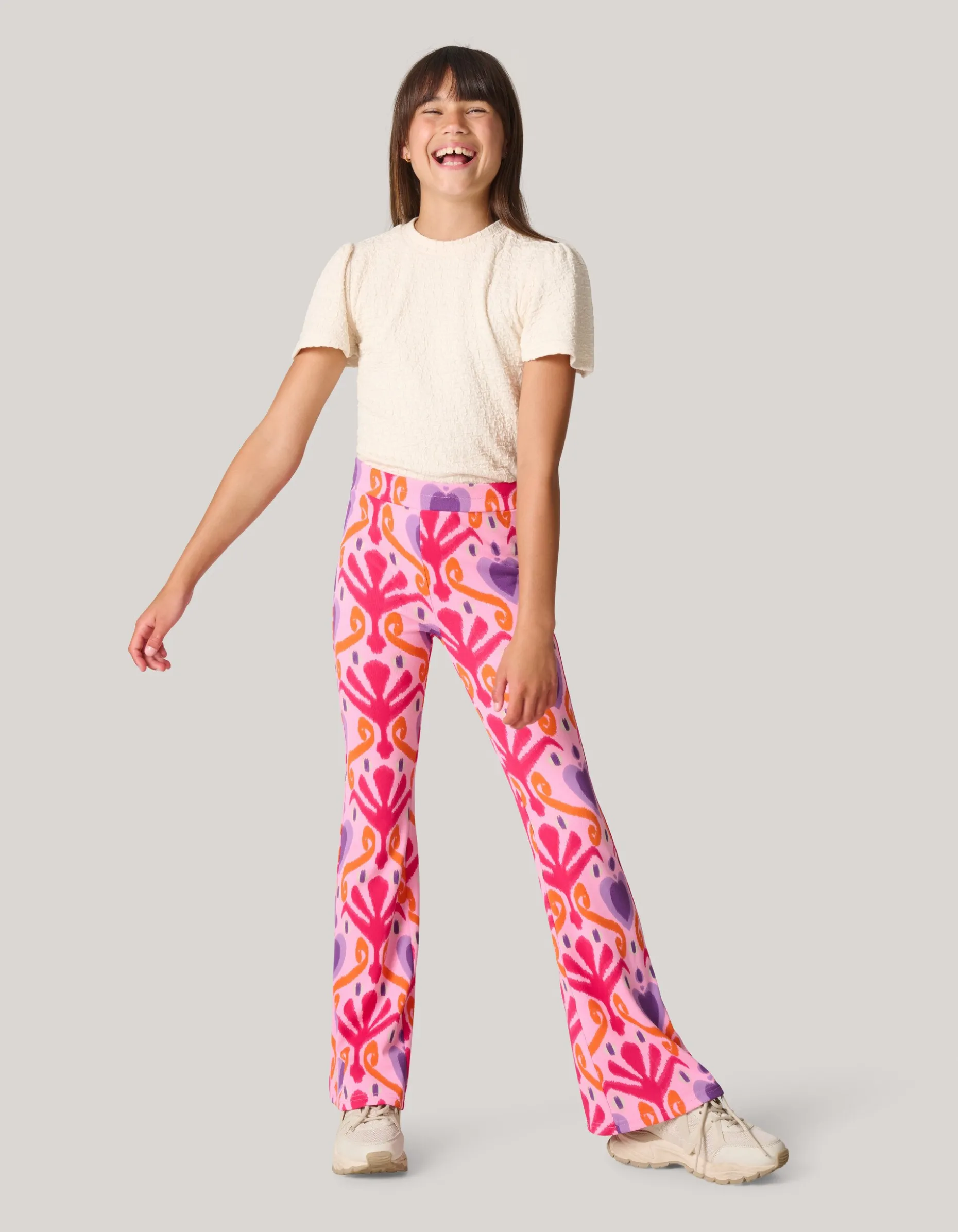 Printed Rib Flared Legging Roze