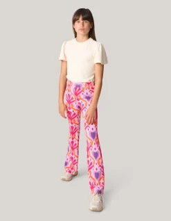 Printed Rib Flared Legging Roze