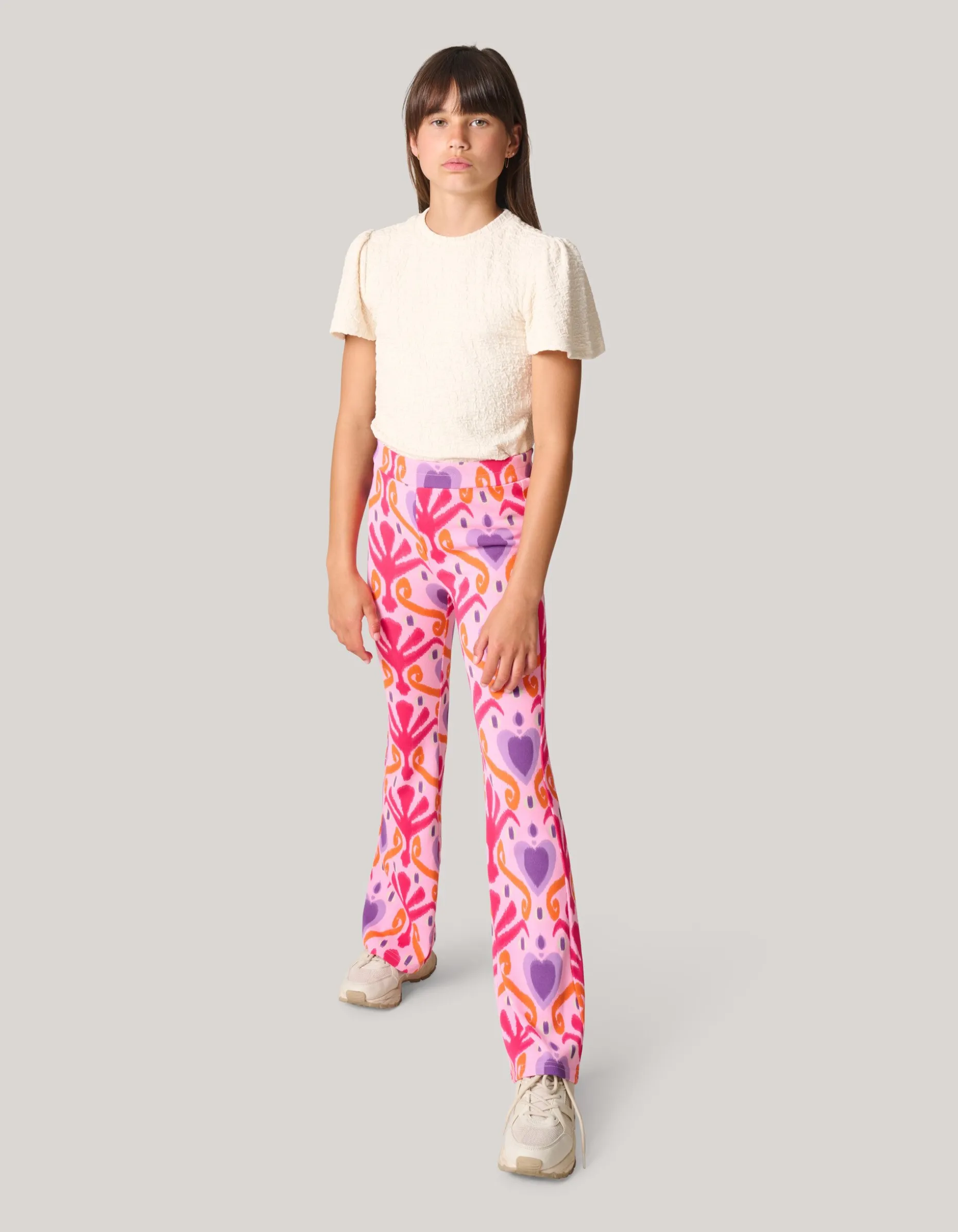 Printed Rib Flared Legging Roze