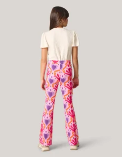 Printed Rib Flared Legging Roze