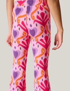 Printed Rib Flared Legging Roze